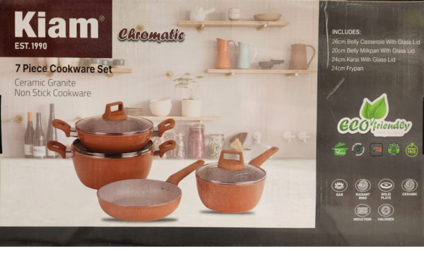 Kiam Induction Non-Stick Ceramic Granite Chromatic 7pcs Cookware Set - Image 2